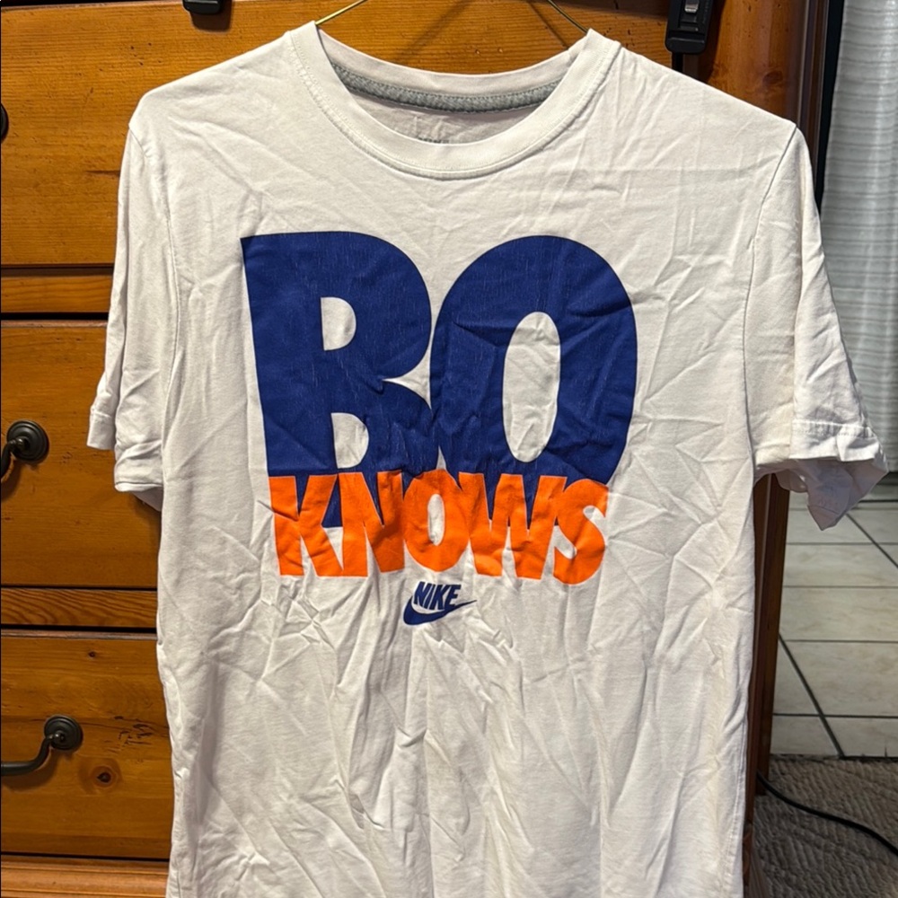 Nike White Tee with Blue and Orange Graphic